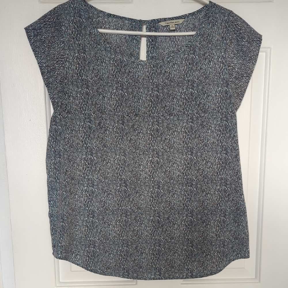 Calvin Klein Jeans Black, Blue and White Blouse